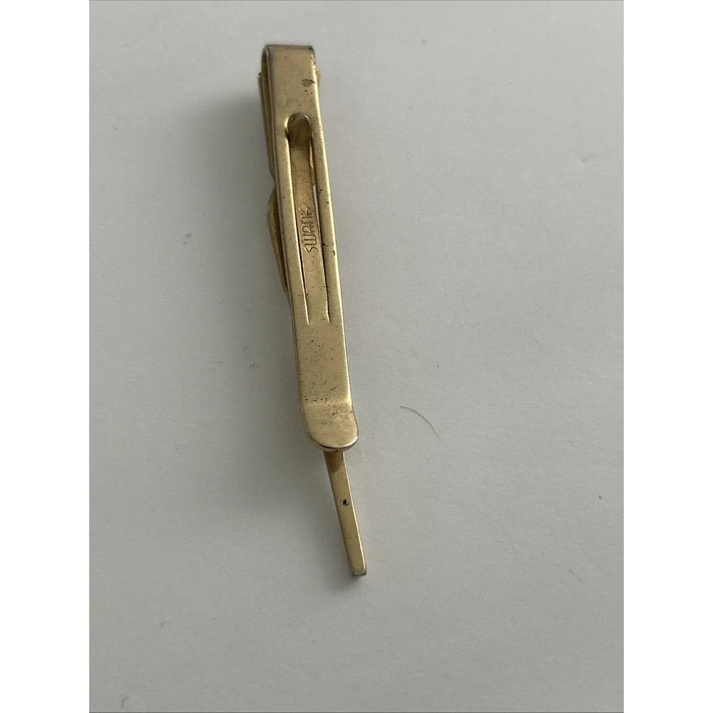 Vintage Swank ShotGun Tie Clip Pearl Gold Tone Western Cowboy Hunting 2.7 ''